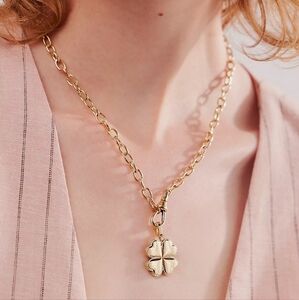 Free People Gold Clover Pendant Necklace